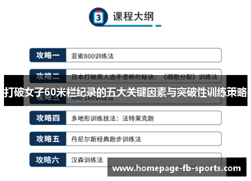 打破女子60米栏纪录的五大关键因素与突破性训练策略 打破女子60米栏纪录的五大关键因素与突破性训练策略