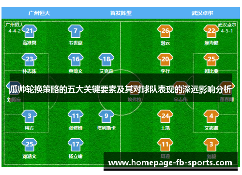 瓜帅轮换策略的五大关键要素及其对球队表现的深远影响分析