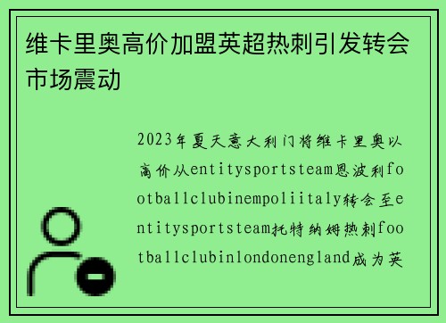 维卡里奥高价加盟英超热刺引发转会市场震动